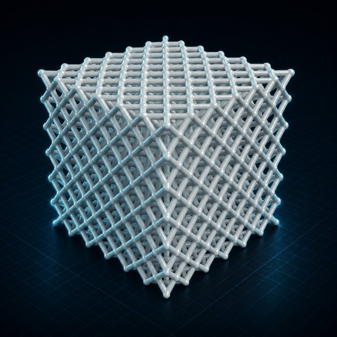 Simple cube: A uniform cell in a plain block — the reference for tuning density.