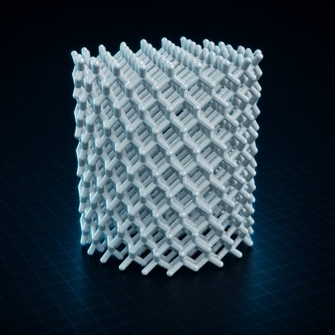 Lattice cylinder: Hexagonal cells through a cylinder, sized to collapse at a known load.